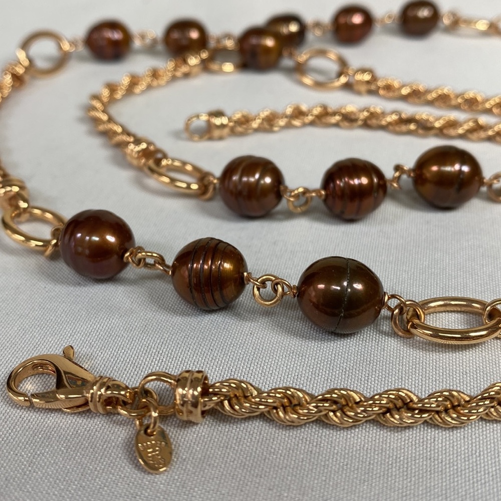 Gorgeous Bronze H Italy freshwater Pearl necklace - Picture 8 of 8